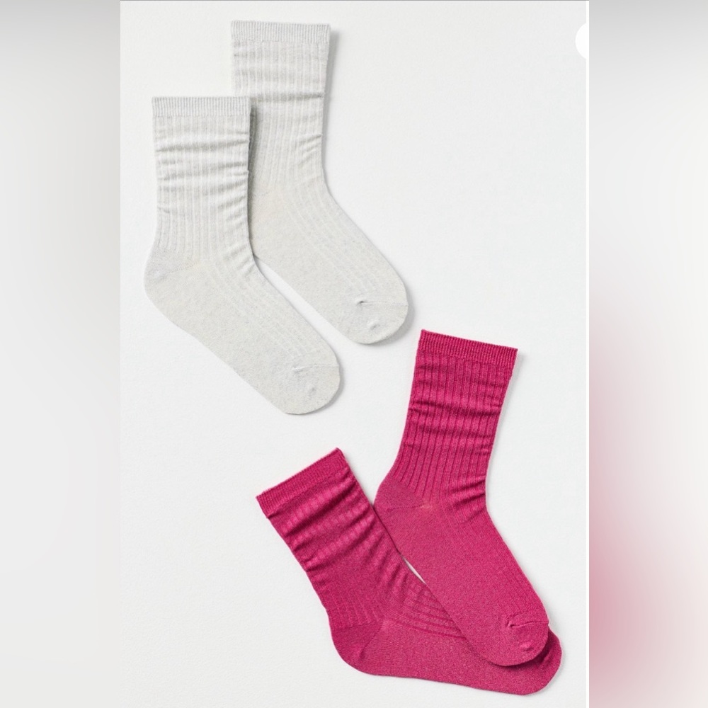 Anthropologie Ribbed Lurex Trouser Socks 2 Pair